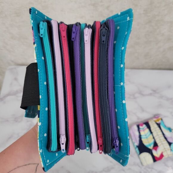 Handmade Colorful Feather Print Wallet Money Organizer Savings Set - Picture 11 of 15